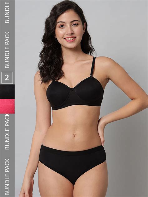 Buy AROUSY Pack Of Cotton Lingerie Set R Demi Set Red Black Lingerie Set For Women