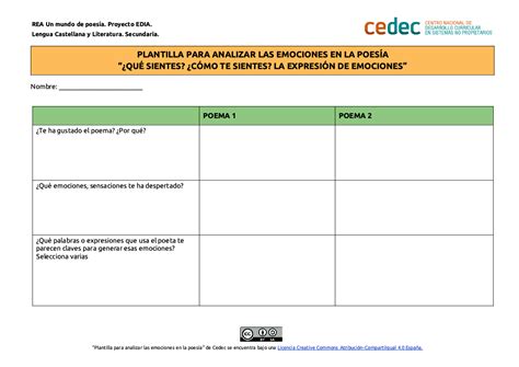 Cedec Plantilla Para Leer E Interpretar Un Poema Lectura Compartida