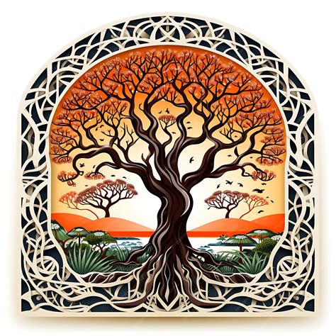 Premium AI Image | Cnc Laser Cut Baobab Tree Frame Highlighting the Majestic Baobab Tree a Sy ...