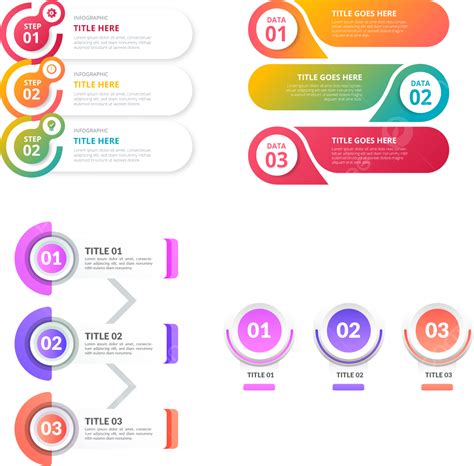 รูปคอลเลกชันองค์ประกอบ Infographic ไล่ระดับสีเวกเตอร์ฟรี Png Infographic ธุรกิจ ออกแบบภาพ