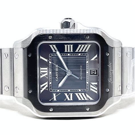 Fs Bnib Cartier Santos Large Automatic Adlc Bezel Black Dial Stainless