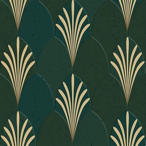 Dark Green And Gold Seamless Pattern In Art Deco Style Green Art Deco Art Deco Wallpaper