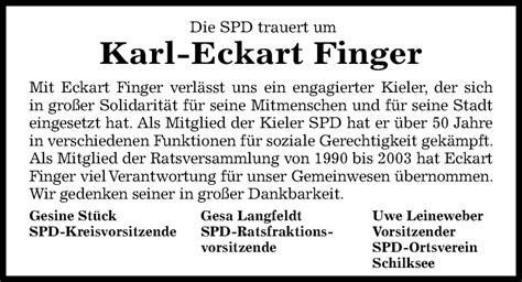 Traueranzeigen Von Karl Eckart Finger Trauer Anzeigen De