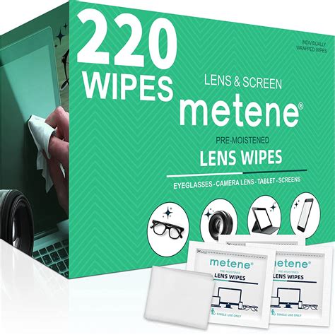 Metene Pre Moistened Lens Cleaning Wipes 220 Count For Clear Vision