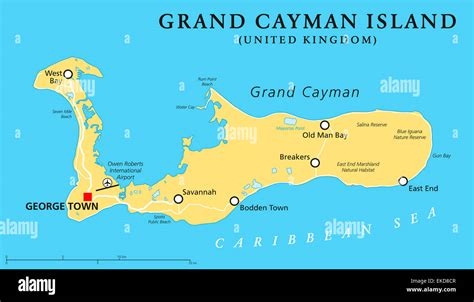 Grand Cayman Island Political Map Stock Photo Alamy