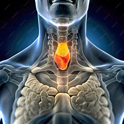 Illustration of a mans thyroid gland Enlarged thyroid gland depicted in ...