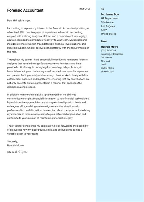 16 Forensic Accountant Cover Letter Examples And Templates For 2025
