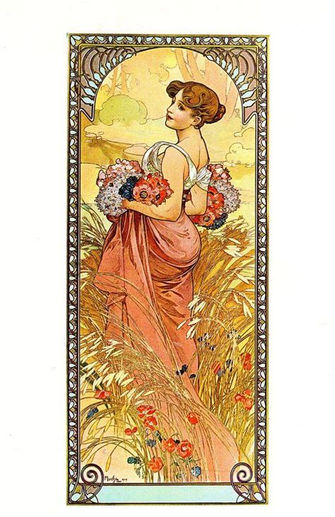 Alphonse Mucha Authentic Vintage Art Nouveau Print Ete Etsy