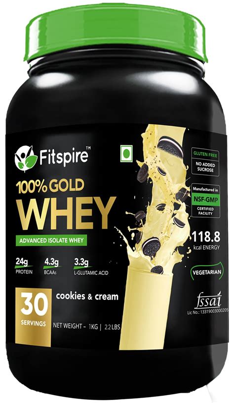 Buy Fitspire Gold Standard 100 Whey Protein Isolate 1 Kg22 Lb 33 Gm Serving Size 24 Gm