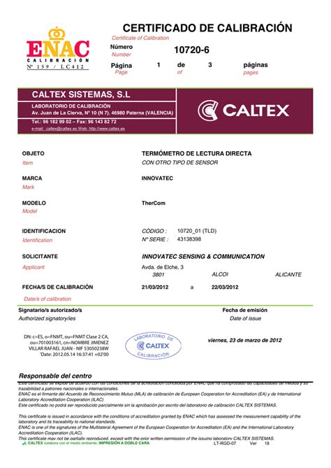 Certificado De CalibraciÓn