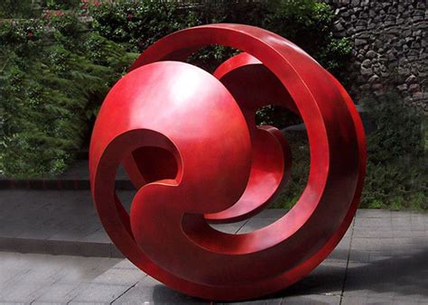 Public Red Stainless Steel Sphere Sculpture Large Metal Art Sculptures