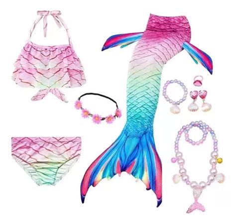 Cola Sirena Infantil Con Bikini Y Regalos Sin Aletas Moda Meses Sin