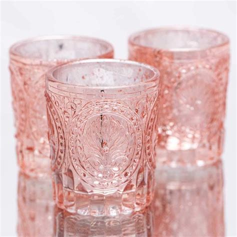 Richland Votive Holders Mercury Primrose Wedding Event Candle Glow Rose Gold Set Of