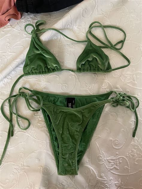 Triangl Vinca In Green Velvet Women S Fashion Swimwear Bikinis