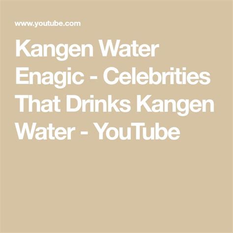 Kangen Water Enagic - Celebrities That Drinks Kangen Water - YouTube | Kangen water, Kangen, Drinks