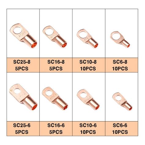 COOFARI SC Copper Ring Lug Terminals OT Wire Naked Battery Cable Connector Lugs Terminals