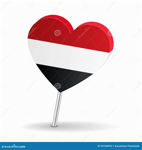 Yemeni Flag Heart Shaped Map Pointer Layout Vector Illustration Stock