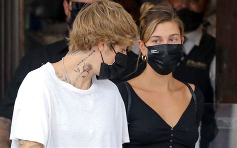 Justin Bieber Shows Off New Neck Tattoo While At Lunch With Hailey