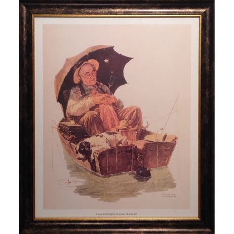 Norman Rockwell Gone Fishing Framed Lithograph Print