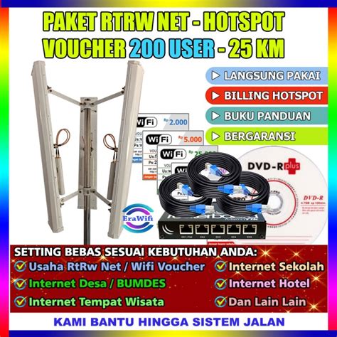 Jual Paket Lengkap RT RW NET HOTSPOT Voucher Full Setting 200 User 25