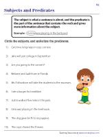 Subjects Predicates And Objects Worksheet Sentence Structure