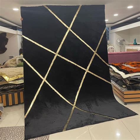 Geometric Plush Area Rug Faux Leather Rug Living Room Rug Large