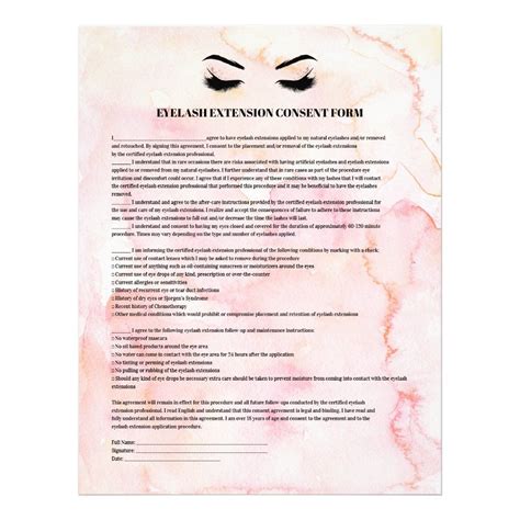 Glamorous Pink Eyelash Extension Consent Form Flyer Zazzle Eyelash