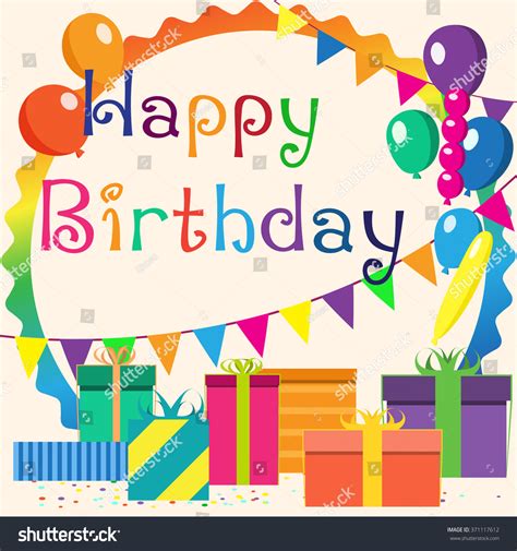 Colorful Happy Birthday Greeting Card Vector Illustration 371117612 Shutterstock