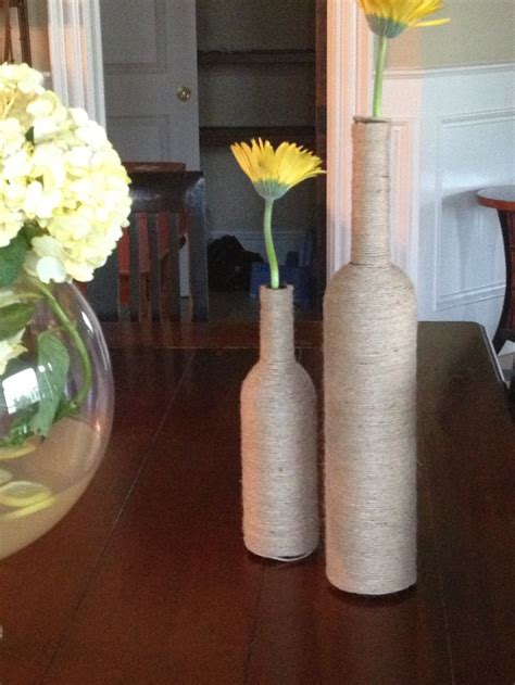 Twine Wrapped Wine Bottle Vases Wrapped Wine Bottles Wine Bottle