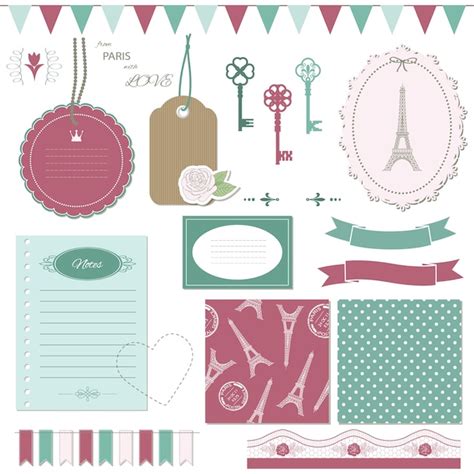 Premium Vector | Cute scrapbook design elements set.