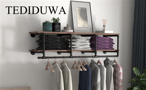 Amazon TEDIDUWA 60In Industrial Pipe Clothing Rack With Top Shelf