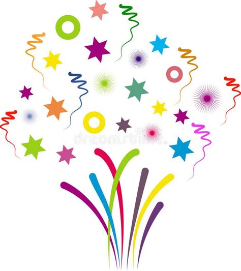 Colorful Fireworks With Stars And Streamers Royalty Illustration