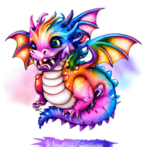 Cute Rainbow Dragon Watercolor Clipart · Creative Fabrica