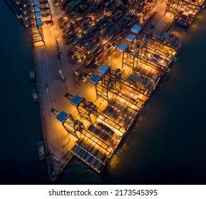 Aerial View Container Terminal Night Stock Photo 2173545395 | Shutterstock