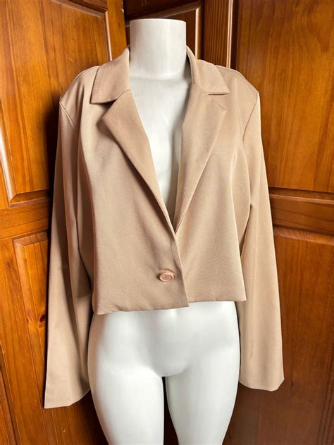 Blazer Nude Alfaiataria Cropped Casaco Feminino C A Usado