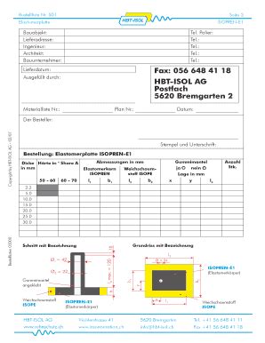 Ausf Llbar Online Hbt Isol Bestellliste Nr Fax Email Drucken Pdffiller