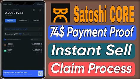 Satoshi Core Claim Process Core Live Payment 74 Payment Proof