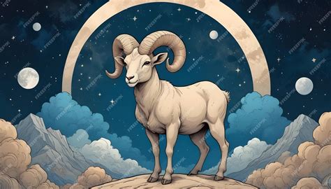 Un Dibujo De Un Signo Del Zodiaco De Aries Aries Foto Premium