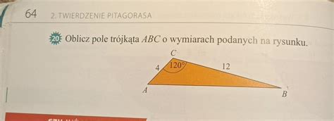 Twierdzenie Pitagorasa Oblicz Pole Tr Jk Ta Abc O Wymiarach