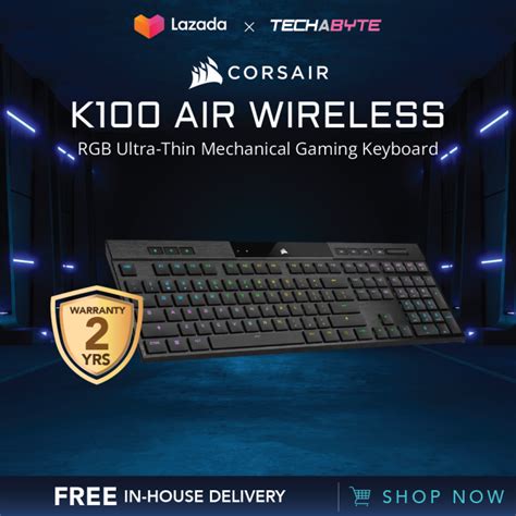 Corsair K100 Air Wireless Rgb Ultra Thin Mechanical Gaming Keyboard