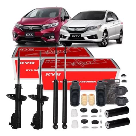 Kit 4 Amortecedores Kits Kayaba Honda City Fit 2009 A 2014