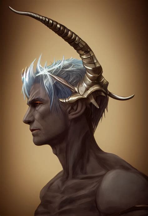 D D Character Tiefling Male Blue Skin Silver Hair Midjourney