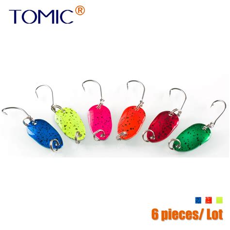 Tomic 6pcs Lot 2g Fishing Lures Metal Bait Trout Spoons Kit UV Colors