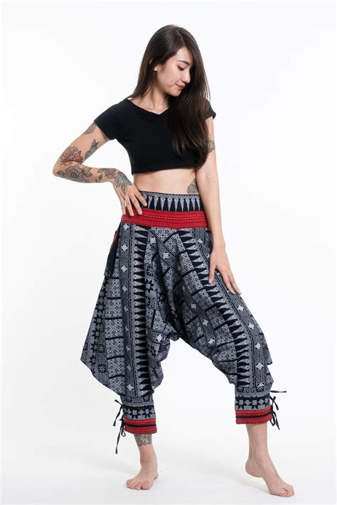 Traditional Prints Thai Hill Tribe Fabric Womens Harem Pants With Ank