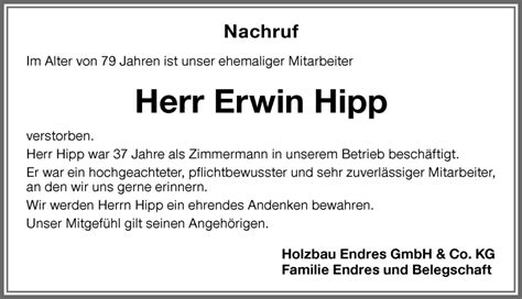 Traueranzeigen Von Erwin Hipp Allg Uer Zeitung