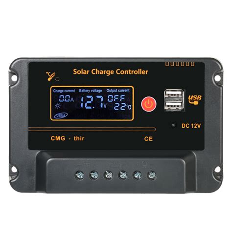 Anself 30a 12v 24v Lcd Solar Charge Controller Panel Battery Regulator Auto Switch Overload