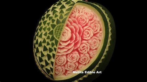 Watermelon Rose Flower Open Your Heart By Mutita Edible Art Of Fruit And Vegetable Carving Youtube