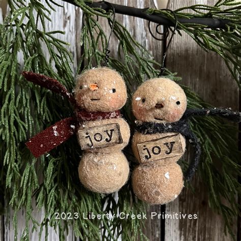 Primitive Snowmen Ornaments Primitive Christmas Ornaments Christmas