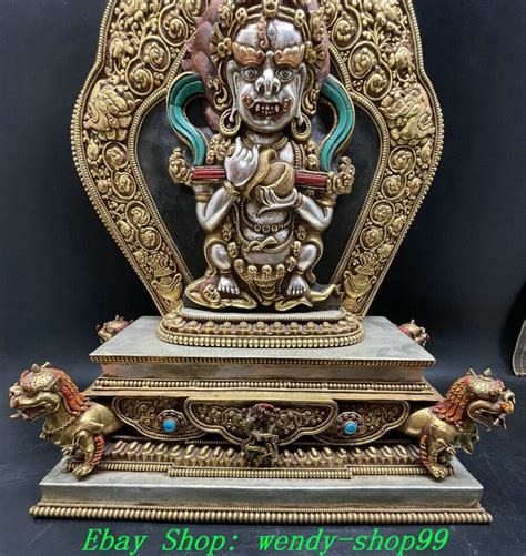 Old Tibet Nepal Purple Bronze K Gold Mahakala Wrathful Deity Buddha