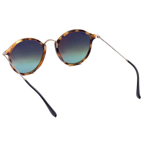 Óculos de Sol Ray Ban Round Fleck Gatinho Redondo Acetato Marrom Claro